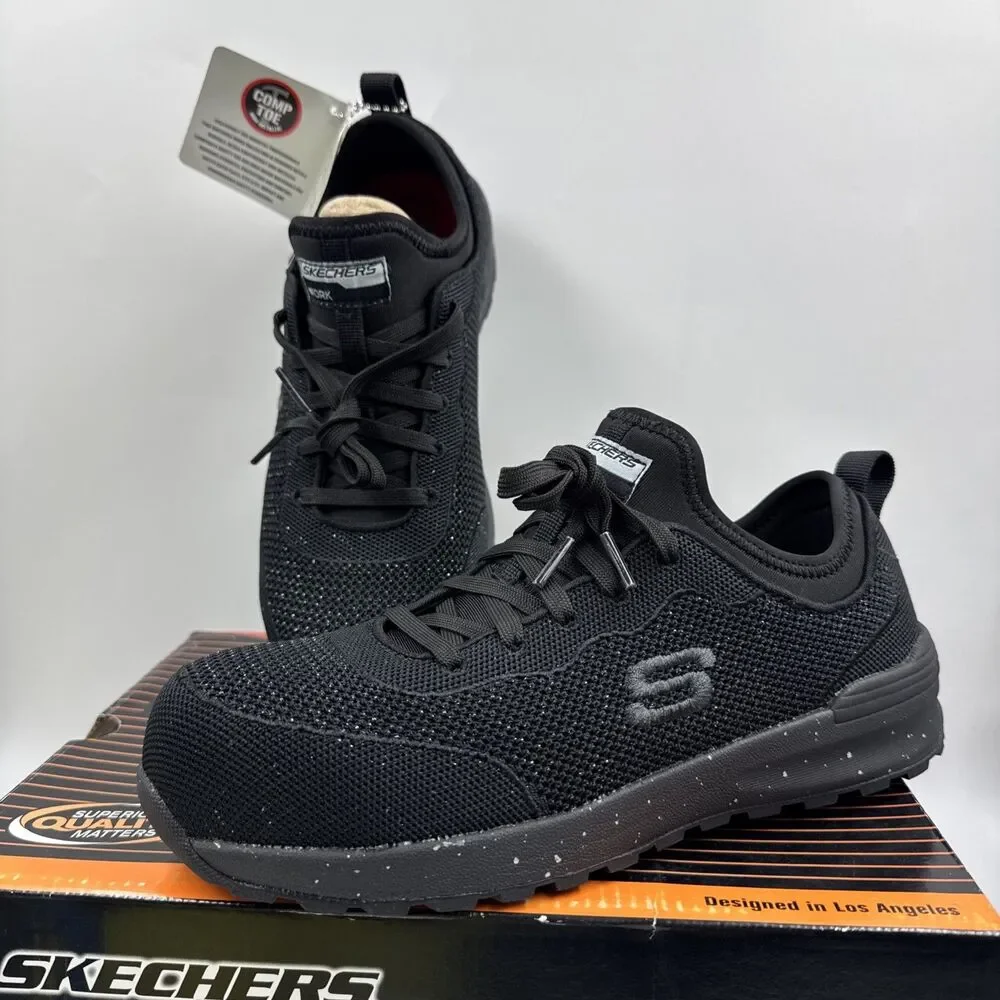SKECHERS 108033 Women's Bulklin Balran Composite Toe Work Shoe Black Size 7.5